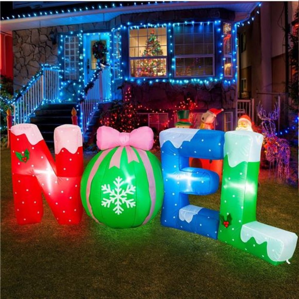 9FT / 2.7M Christmas Inflatable Noel Sign, Outdoor Xmas Blow up  with  Lights